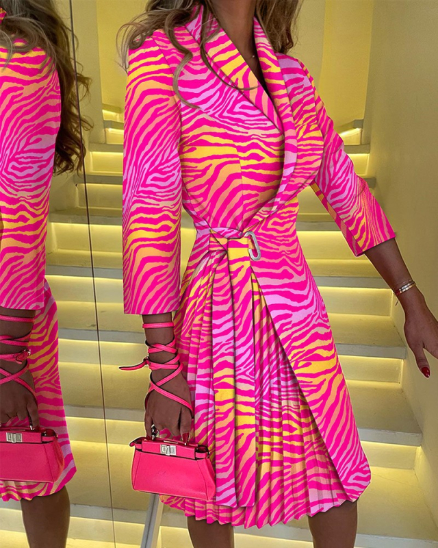 Európai és amerikai export Aliexpress Amazon tavaszi és őszi női V-nyakú divatos pántos derekú, rakott, középujjú ruha