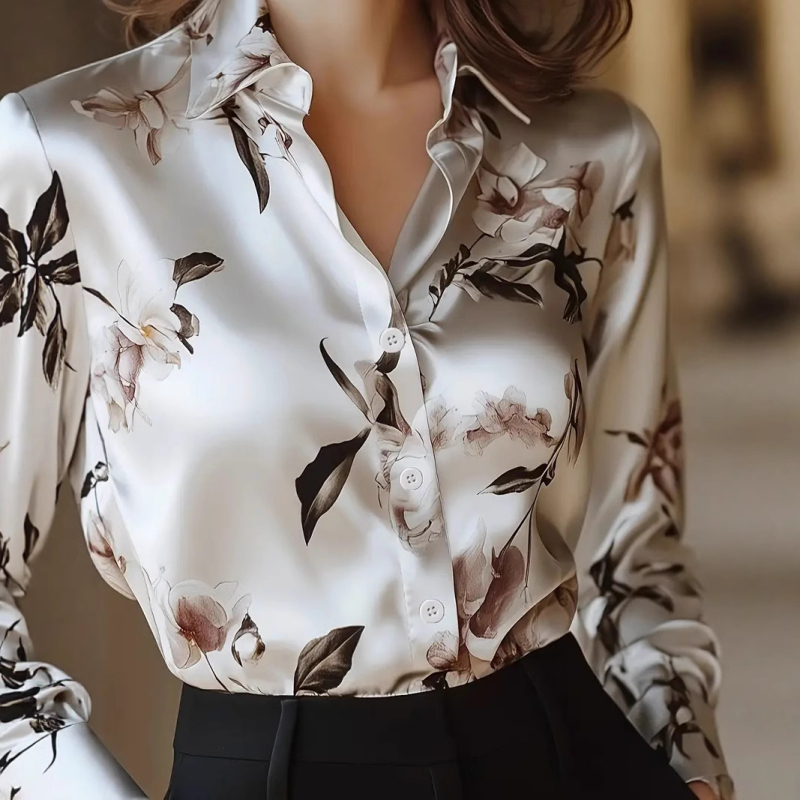 2025 tavaszi és őszi új koreai stílusú nyomtatott sifon ing, női hosszú ujjú női ing, divatos ingázó munkaruha