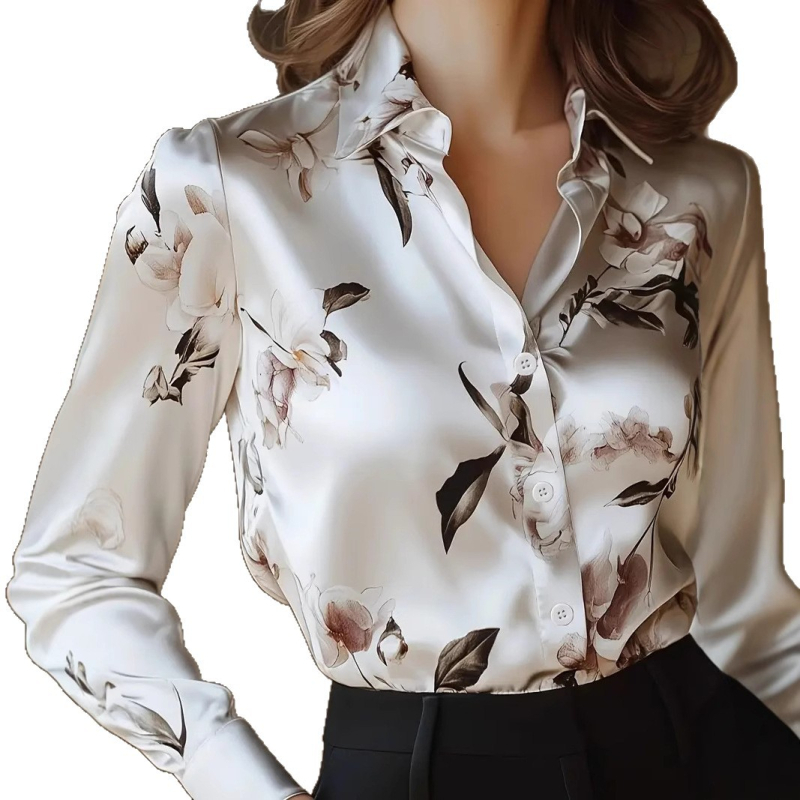 2025 tavaszi és őszi új koreai stílusú nyomtatott sifon ing, női hosszú ujjú női ing, divatos ingázó munkaruha
