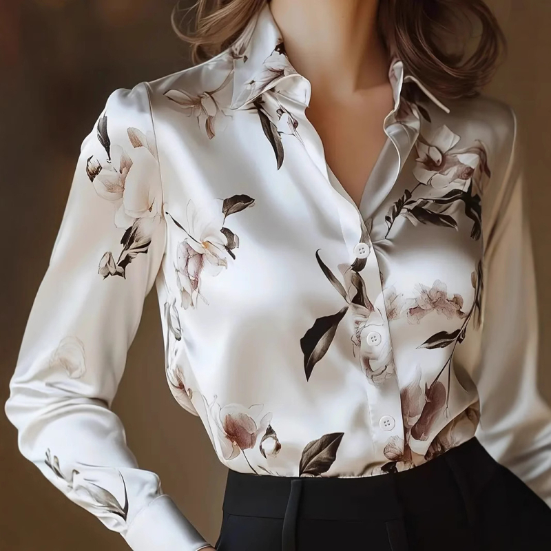 2025 tavaszi és őszi új koreai stílusú nyomtatott sifon ing, női hosszú ujjú női ing, divatos ingázó munkaruha