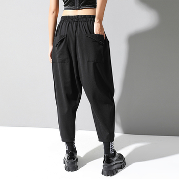 Нови европейски и американски панталони Hallen за есен и зима, дамски широки панталони с фенер, големи размери, висящи панталони, ежедневни къси панталони, модерни панталони за татко