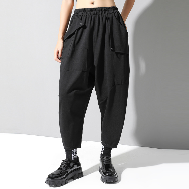 Európai és amerikai új érkezésű Hallen nadrág őszi és téli női nagy méretű laza lámpás nadrág lógó nadrág lezser rövidített nadrág divatos nadrág apucinak