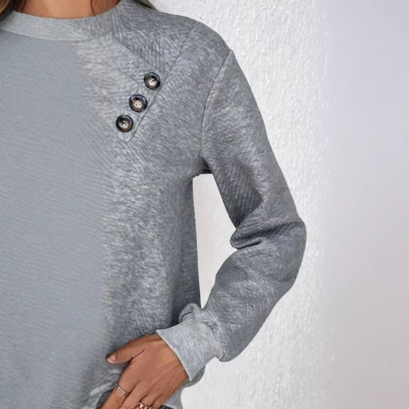 Amazon Export Népszerű Topok 2025 Új Európai és Amerikai Ruházat Határokon Átnyúló Gomb Textúra Dizájn Őszi Pulóver