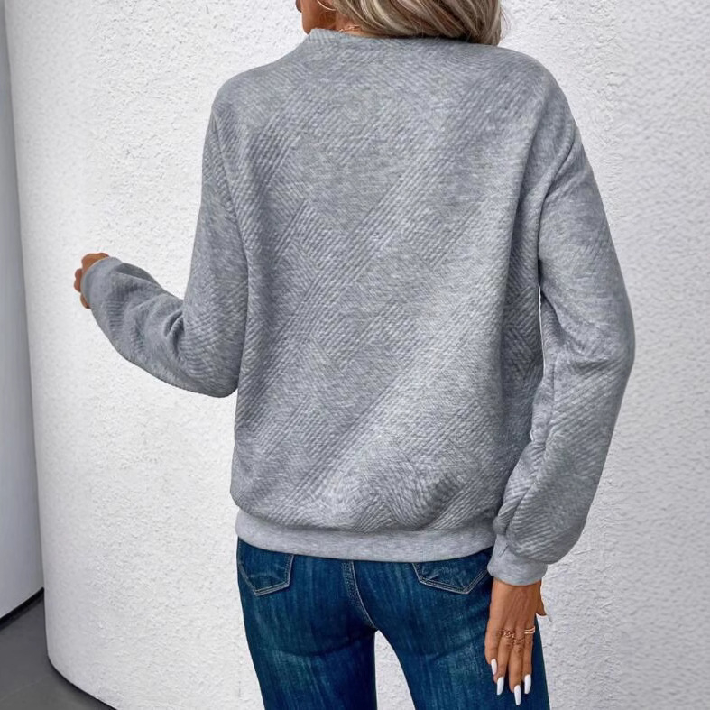 Amazon Export Népszerű Topok 2025 Új Európai és Amerikai Ruházat Határokon Átnyúló Gomb Textúra Dizájn Őszi Pulóver