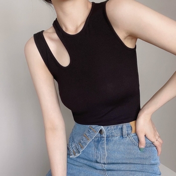 Egyrészes, európai és amerikai szexi vállpántos női, forró lányos, vékony ujjatlan felső, nyári, pántos, üreges mellény, szép hátú