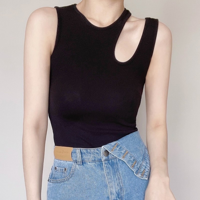 Egyrészes, európai és amerikai szexi vállpántos női, forró lányos, vékony ujjatlan felső, nyári, pántos, üreges mellény, szép hátú