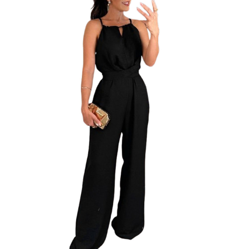 2025 Nyári Új, Határokon Átnyúló Európai és Amerikai Külkereskedelmi Női Fűzős, Egyszínű, Ujjatlan, Szexi, Slim-fit Nadrágok Női