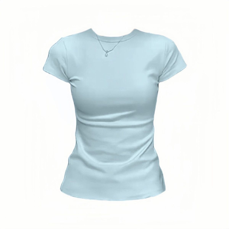 Nyári új, Pure Desire stílusú, feszes női póló, egyszínű, sokoldalú, rövid ujjú fazon, derekát összehúzó, dögös lányos crop top