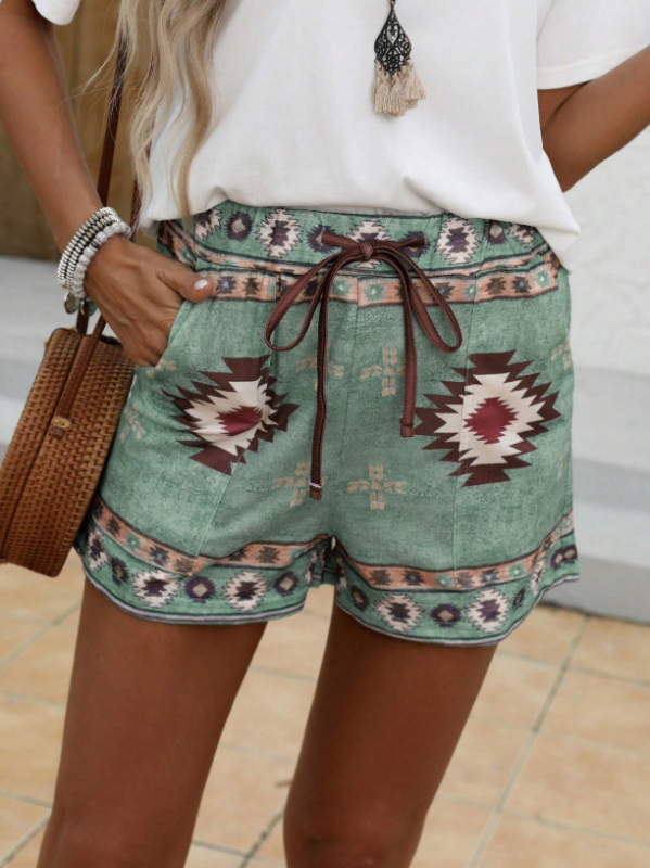 Női Western Etnikai Stílusú Retro Lezser Geometrikus Mintás Rövidnadrág