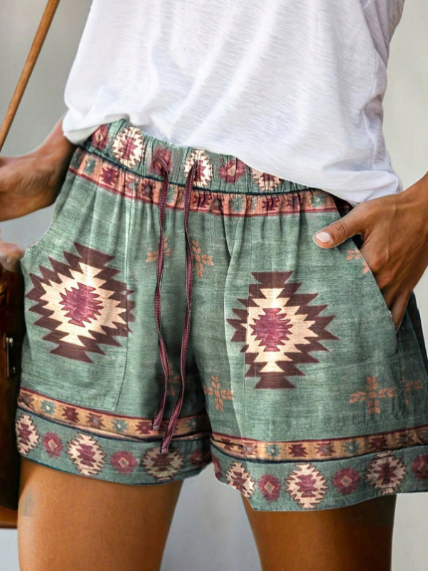 Női Western Etnikai Stílusú Retro Lezser Geometrikus Mintás Rövidnadrág