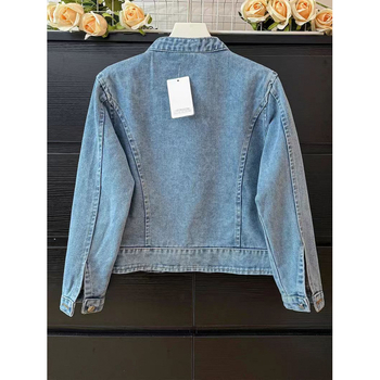 Γυναικείο τζιν μπουφάν Guofeng 2025, νέο, κινέζικο, κεντημένο, αγκράφα, κοντό, ρετρό τοπ