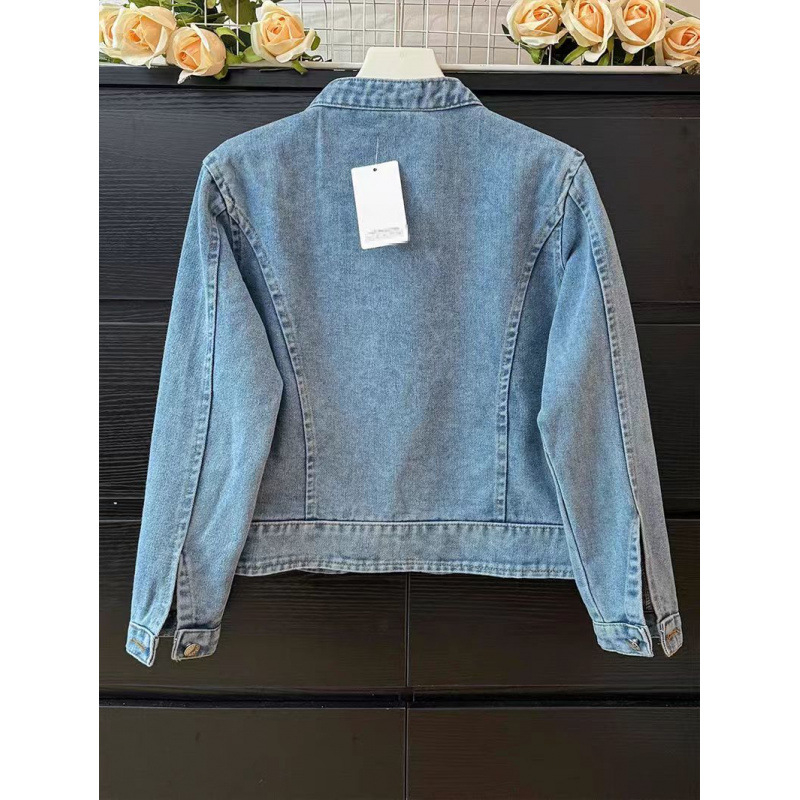 Guofeng női 2025 új kora tavaszi új kínai hímzett csattal dizájn rövid farmer ing dzseki retró felső