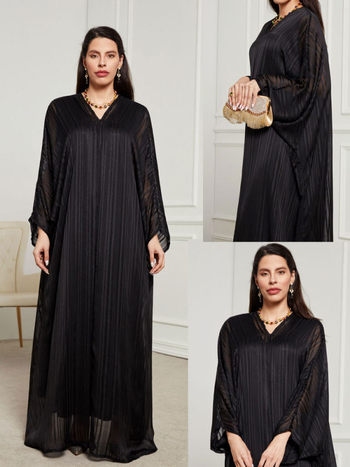 Határokon átnyúló forrásból 2024 új közel-keleti dubai ruházat AliExpress divatos elegáns kétrészes ruha köntös