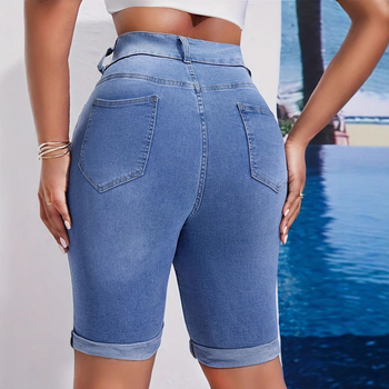 Európai és amerikai stretch farmer női 2025 Amazon mosott dupla gombos ötpontos nadrág stretch szegéllyel farmernadrág