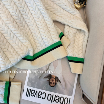 Γυναικείο σετ δύο τεμαχίων με διαρροή, με τσέπες και τσέπες, πρωτότυπο εξωτερικό εμπόριο, μικρό, αρωματικό στυλ, πλεκτό, casual κοστούμι, γυναικείο, φθινοπωρινό, μοντέρνο