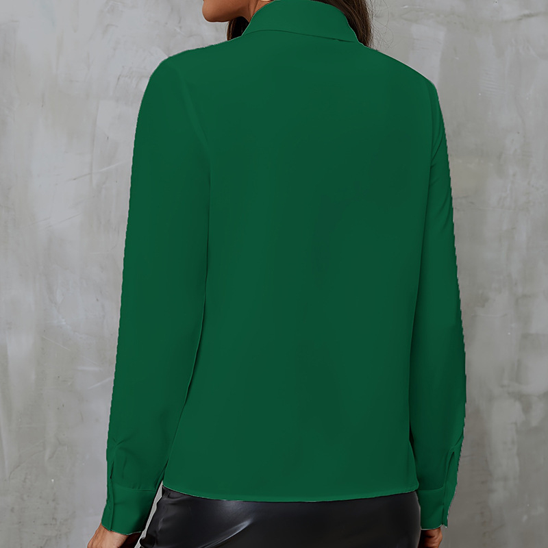 Új európai és amerikai bő sifon ing, női fehér ing, hosszú ujjú, új üzleti viselet, nyugati stílusú fodros felső