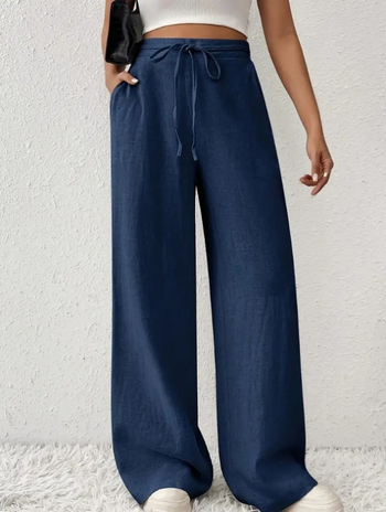 Kõik värvid ja suurused 2025. aasta suured suurused, piiriülesed Euroopa ja Ameerika eksporditud naisterõivad, Amazoni kõrge vöökohaga õhukesed drapeeringuga vabaajapüksid