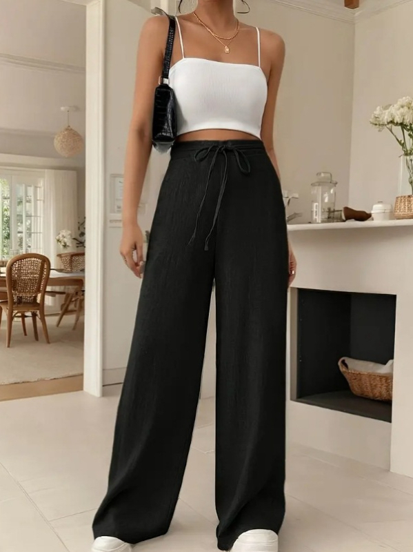 Kõik värvid ja suurused 2025. aasta suured suurused, piiriülesed Euroopa ja Ameerika eksporditud naisterõivad, Amazoni kõrge vöökohaga õhukesed drapeeringuga vabaajapüksid