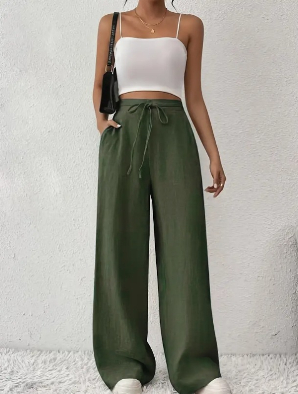 Kõik värvid ja suurused 2025. aasta suured suurused, piiriülesed Euroopa ja Ameerika eksporditud naisterõivad, Amazoni kõrge vöökohaga õhukesed drapeeringuga vabaajapüksid