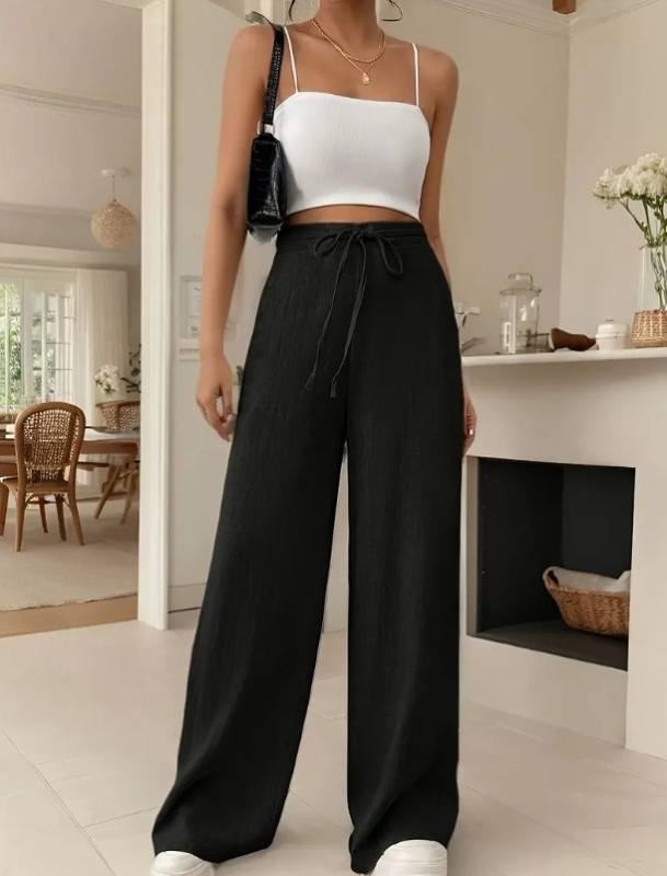 Kõik värvid ja suurused 2025. aasta suured suurused, piiriülesed Euroopa ja Ameerika eksporditud naisterõivad, Amazoni kõrge vöökohaga õhukesed drapeeringuga vabaajapüksid