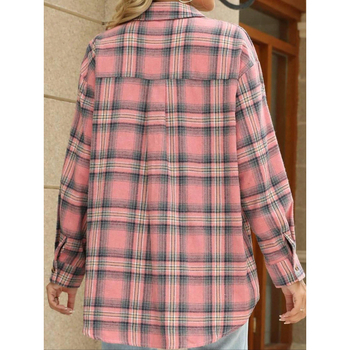 Spot Cross-Border Export női ruházat 2024 Amazon legkelendőbb Temu új alkalmi kockás ing felsőkabát