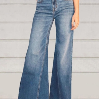 Határokon átnyúló európai és amerikai külkereskedelmi retro magas derekú, bő szárú farmernadrág nőknek