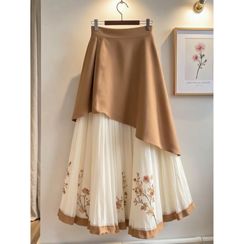 Γαλλικό στυλ Ρετρό Υψηλής ποιότητας Western στυλ Φλοράλ Patchwork Φούστα 2025 Άνοιξη και Φθινόπωρο Νέο Στυλ Θεάς Φούστα Φρέσκια