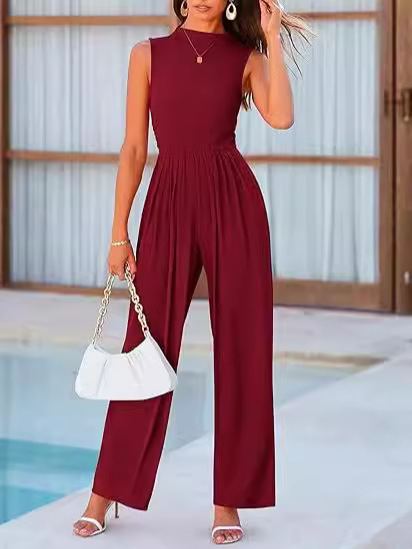 Európai és amerikai női 2024-es újdonság raktáron, határokon átnyúló tavaszi és nyári ujjatlan, bő szárú, lezser nadrág, laza overall