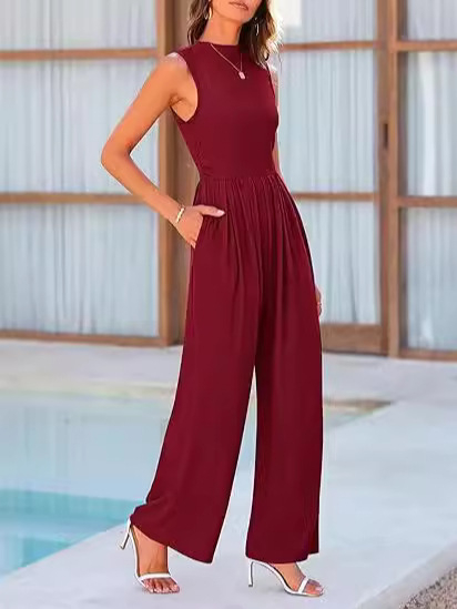 Európai és amerikai női 2024-es újdonság raktáron, határokon átnyúló tavaszi és nyári ujjatlan, bő szárú, lezser nadrág, laza overall