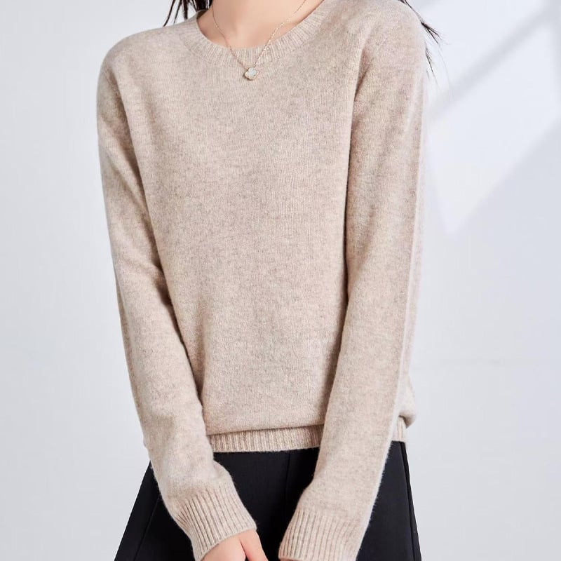 Vientisas pirmos eilės drabužis ~ pusaukštis apvalus kaklo kašmyro megztinis, moteriškas rudens ir žiemos naujas, prigludęs megztinis su vilnoniu pagrindu