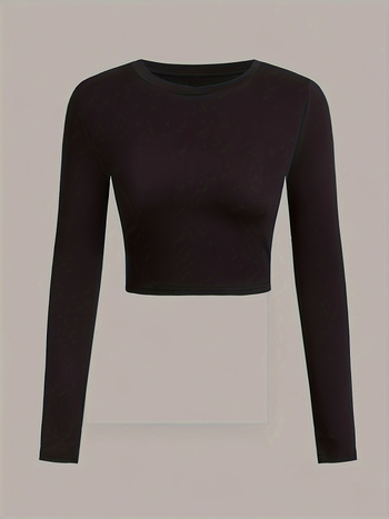 Φθινόπωρο Νέο 2025 Casual Μοντέρνο T-Shirt Στενής Εφαρμογής Ευέλικτο Πανωφόρι Salt Style Ώριμο Μακρυμάνικο Βάσης Γυναικείο Σετ Τριών Τεμαχίων