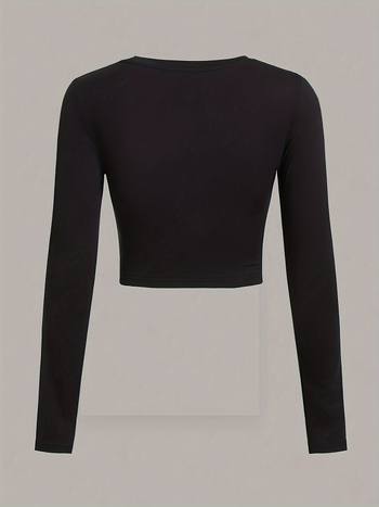 Φθινόπωρο Νέο 2025 Casual Μοντέρνο T-Shirt Στενής Εφαρμογής Ευέλικτο Πανωφόρι Salt Style Ώριμο Μακρυμάνικο Βάσης Γυναικείο Σετ Τριών Τεμαχίων