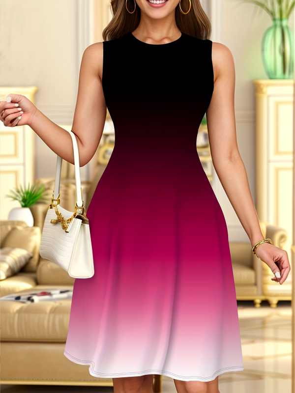 Amerikai határokon átnyúló 2025-ös új divattrend, kiváló minőségű, sportosan kényelmes, lélegző, kerek nyakú mellényruha