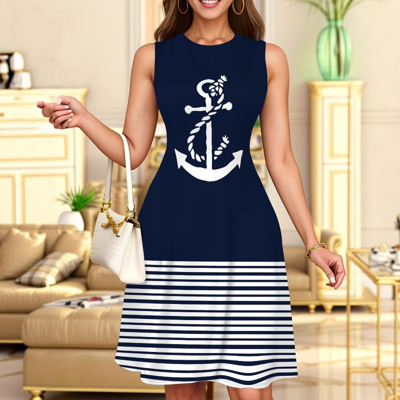 Amerikai határokon átnyúló 2025-ös új divattrend, kiváló minőségű, sportosan kényelmes, lélegző, kerek nyakú mellényruha