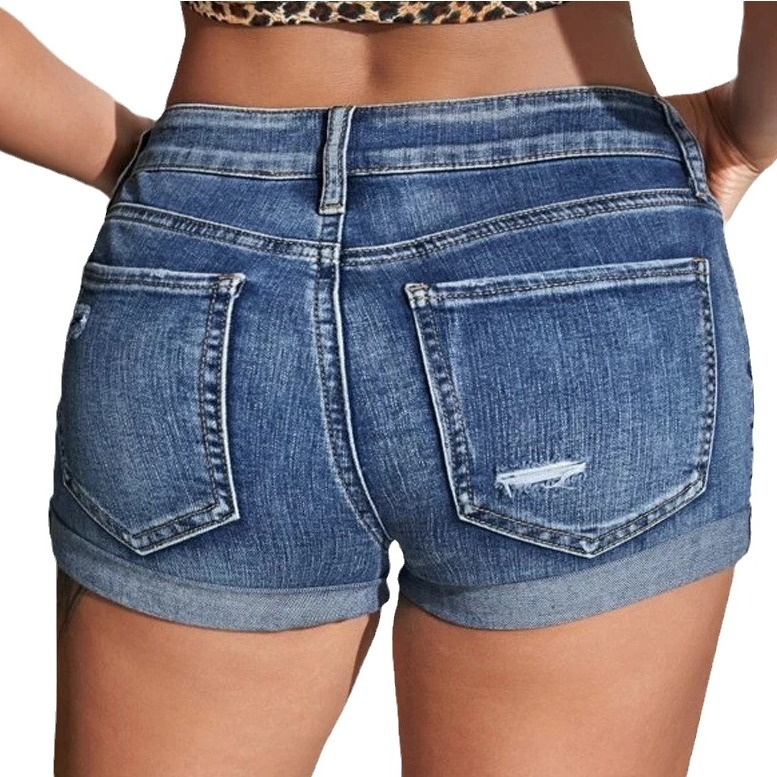 Rövidnadrágok európai és amerikai tavaszi és nyári új Amazon Ebay mosott szakadt lyukak fehérített magas derekú karcsúsított női farmernadrág