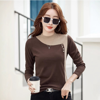 Német bársony aljú ing női belső kabát 2024 őszi-téli új varrásos gallérral női csiszolható kétoldalas bársony póló rövid ing