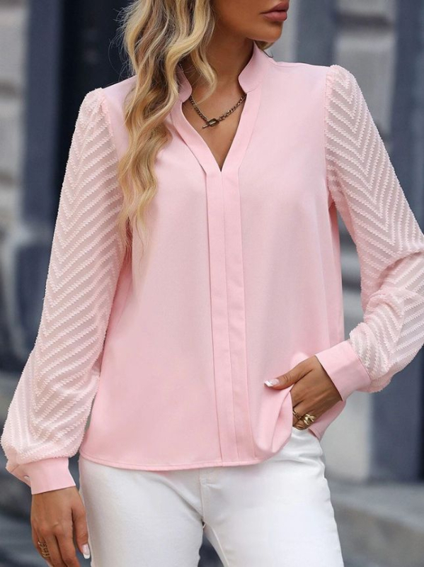 2023-as határokon átnyúló európai és amerikai Amazon független állomás őszi divat új női varrásos sifon hosszú ujjú egyszínű ing