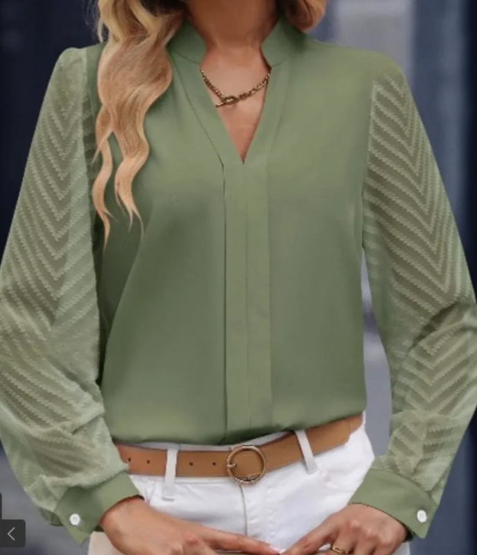 2023-as határokon átnyúló európai és amerikai Amazon független állomás őszi divat új női varrásos sifon hosszú ujjú egyszínű ing