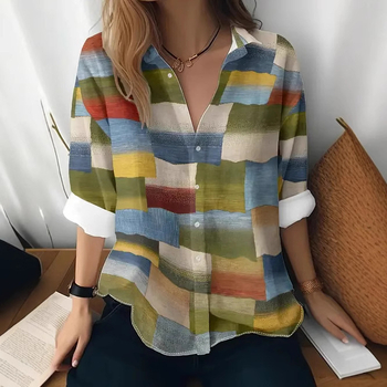 American Cross-Border 2025 új, lezser, sokoldalú, divatos, kiváló minőségű, csíkos, kockás női hosszú ujjú ing