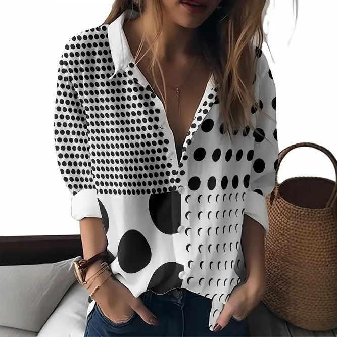 American Cross-Border 2025 új, lezser, sokoldalú, divatos, kiváló minőségű, csíkos, kockás női hosszú ujjú ing