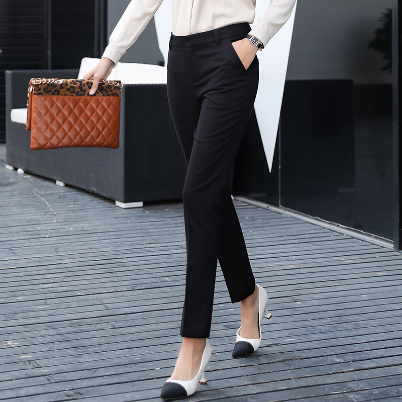 Tavaszi és nyári új kosztümnadrág női nadrág divatos skinny nadrág alkalmi viselet professzionális, minden mérkőzésre alkalmas egyenes szabású cigarettaszáras csőből készült lezser nadrág