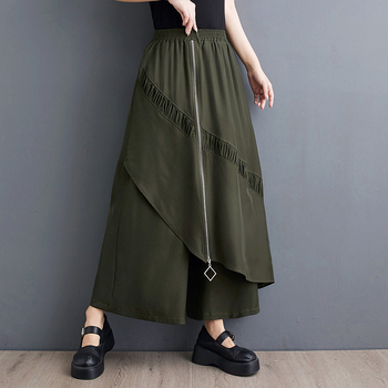 Истинска лятна рокля 2024, нова хонконгска стилна ниша, широки панталони, персонализирани ципове, модни, едноцветни панталони