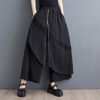 Истинска лятна рокля 2024, нова хонконгска стилна ниша, широки панталони, персонализирани ципове, модни, едноцветни панталони