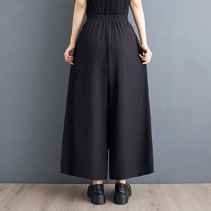 Valódi 2024-es nyári ruha, új hongkongi stílusú, niche széles szárú nadrág, személyre szabott cipzáras varrással, divatos, minden mérkőzésre alkalmas, egyszínű nadrág