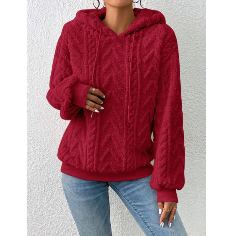 Hanorac casual cu mânecă lungă din catifea, cu glugă și șnur, pentru femei, cu umeri goi, Amazon, toamnă nouă, model Teddy