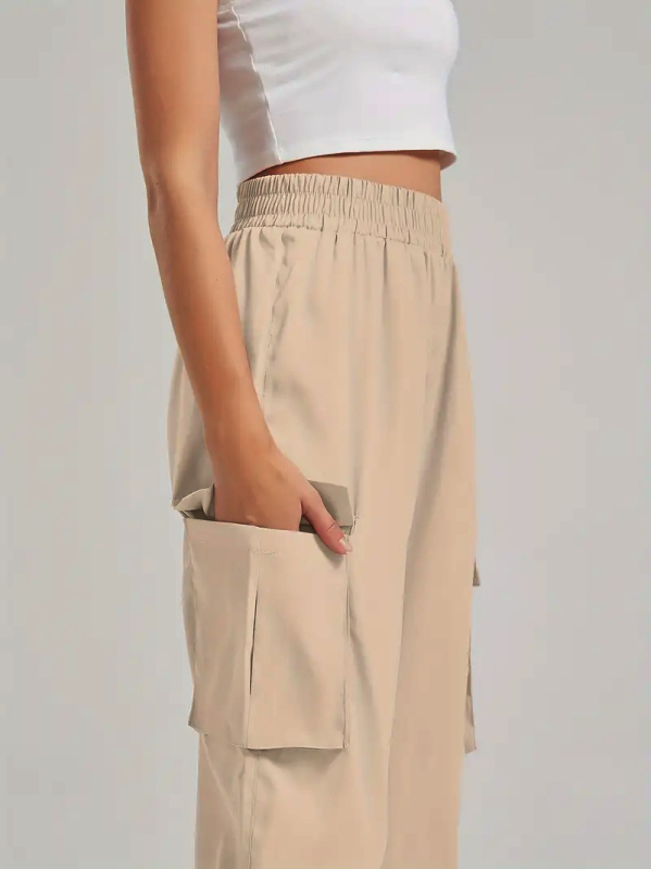 2024 Új Női Ruházat Európai és Amerikai Alkalmi Munkaruházat Laza Melegítőnadrágok Flap Zsebnadrággal