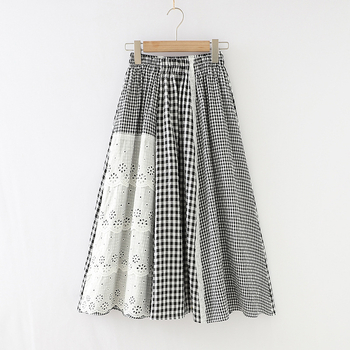 Nyári új stílusú szoknya Mori női kockás szoknya kicsi, friss kockás, A-vonalú, nagy lenge szoknya 34044