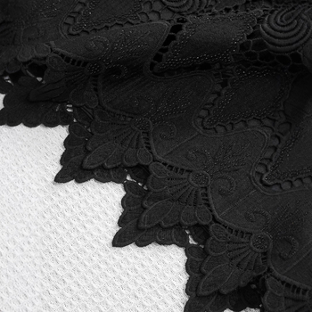 Γυναικεία καλοκαιρινή φούστα με καυτό τελείωμα και κοψίματα, ψηλόμεση δαντελένια φούστα σε γραμμή Α, πλεκτή φούστα σε μεσαίο μήκος, μαύρη