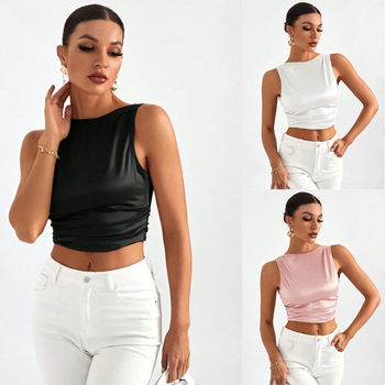 Határokon átnyúló, 2024-es európai és amerikai Privé női hát nélküli ujjatlan ing csipkével