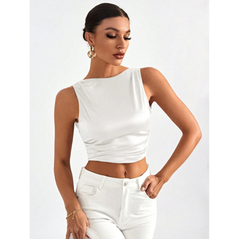 Határokon átnyúló, 2024-es európai és amerikai Privé női hát nélküli ujjatlan ing csipkével